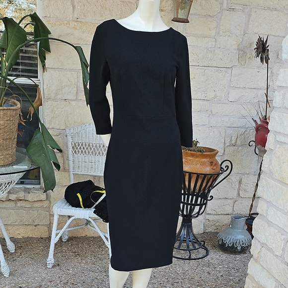Theory Dresses & Skirts - New Tags Theory Women's Varetta Admiral Crepe Sheath Dress Black Boat Neck 6